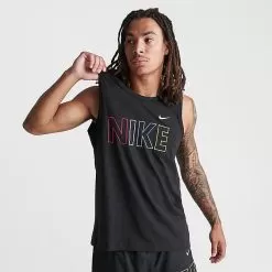 Men's Nike Sportswear Wordmark Graphic Tank Black/Multi - FN1458 010 -Fashion Clothing Shop FN1458 010 M3
