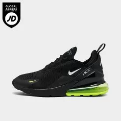 Big Kids' Nike Air Max 270 Casual Shoes Black/White/Volt/Wolf Grey - FN3874 001