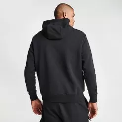 Men's Nike Air Retro Swoosh Fleece Pullover Hoodie Black/Black/Summit White - FN7691 010 -Fashion Clothing Shop FN7691 010 M4