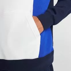 Men's Nike Air Retro Swoosh Fleece Pullover Hoodie Summit White/Obsidian/Game Royal - FN7691 122 -Fashion Clothing Shop FN7691 122 M6