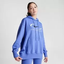 Women's Nike Sportswear Swoosh Life Oversized Fleece Pullover Hoodie Polar Ice - FN7698 450 8 Women's Nike Sportswear Swoosh Life Oversized Fleece Pullover Hoodie Polar Ice - FN7698 450 -Fashion Clothing Shop FN7698 450 M3