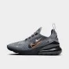 Big Kids' Nike Air Max 270 Casual Shoes Smoke Grey/Black/Bright Mandarin - FN7786 001
