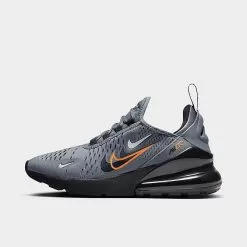 Big Kids' Nike Air Max 270 Casual Shoes Smoke Grey/Black/Bright Mandarin - FN7786 001