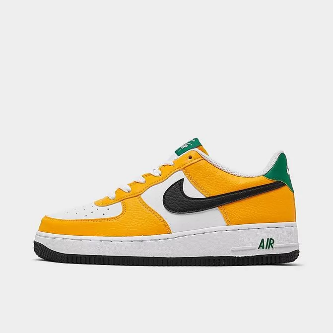 Big Kids' Nike Air Force 1 Low Casual Shoes University Gold/Black/Malachite - FN8008 700 1 Big Kids' Nike Air Force 1 Low Casual Shoes University Gold/Black/Malachite - FN8008 700