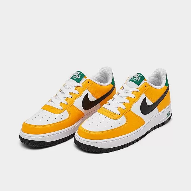 Big Kids' Nike Air Force 1 Low Casual Shoes University Gold/Black/Malachite - FN8008 700 2 Big Kids' Nike Air Force 1 Low Casual Shoes University Gold/Black/Malachite - FN8008 700 - Image 2
