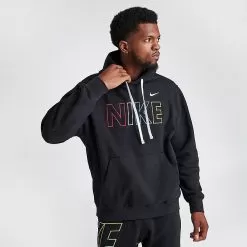 Men's Nike Sportswear Club Fleece Wordmark Pullover Hoodie Black/Multi - FQ6155 011 -Fashion Clothing Shop FQ6155 011 M3
